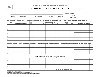 Kansas State High School Activities AssociationOFFICIAL DIVING SCORE S