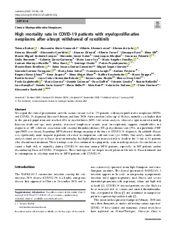 ChronicMyeloproliferativeNeoplasmsHighmortalityrateinCOVID19patientsw