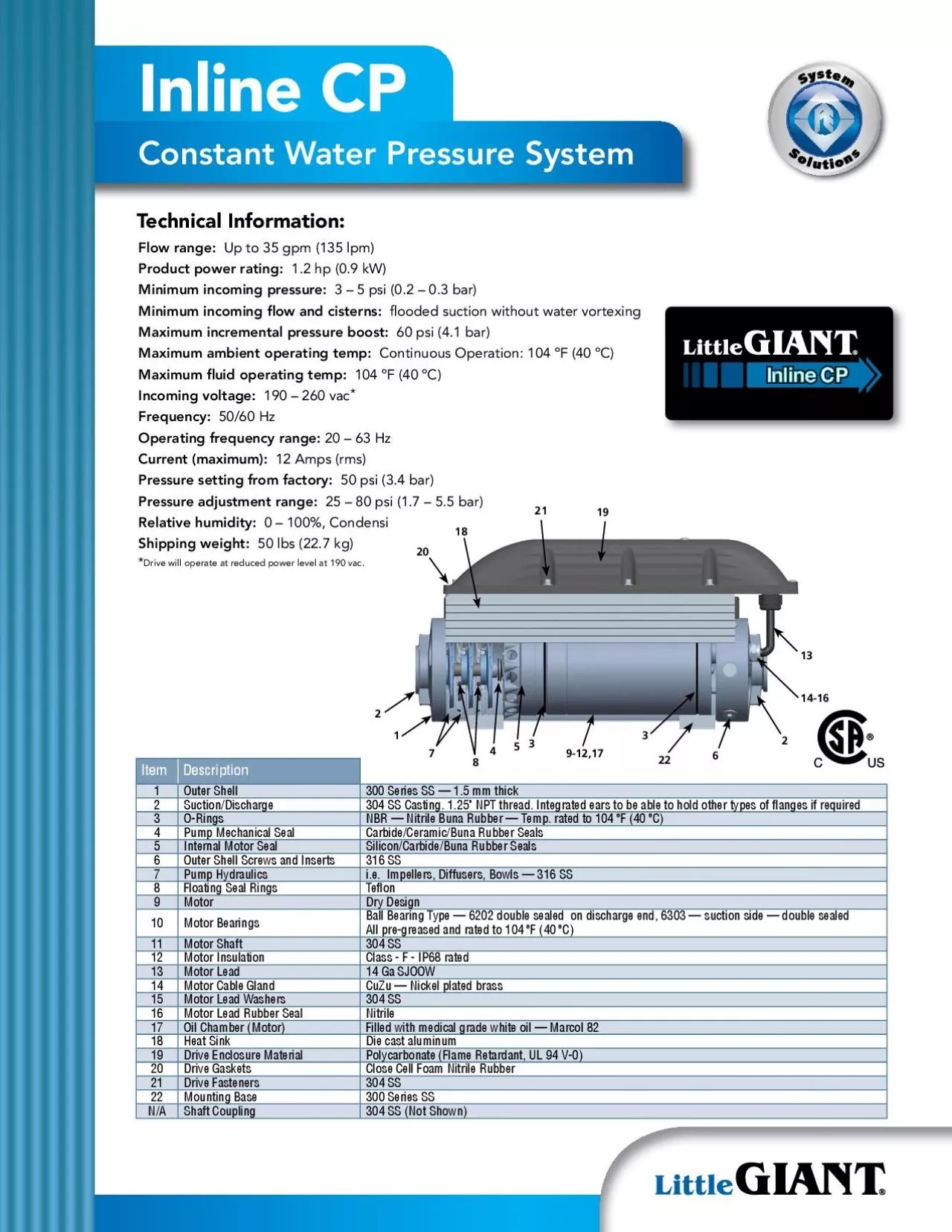 PDF-Constant Water Pressure SystemTechnical InformationProduct power ratin