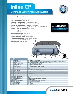 Constant Water Pressure SystemTechnical InformationProduct power ratin