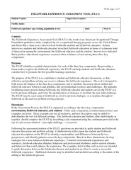 FEAT page  of  FIELDWORK EXPERIENCE ASSESSMENT TOOL FE