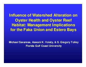 Influence of Watershed Alteration on Oyster Health and Oyster Reef Hab