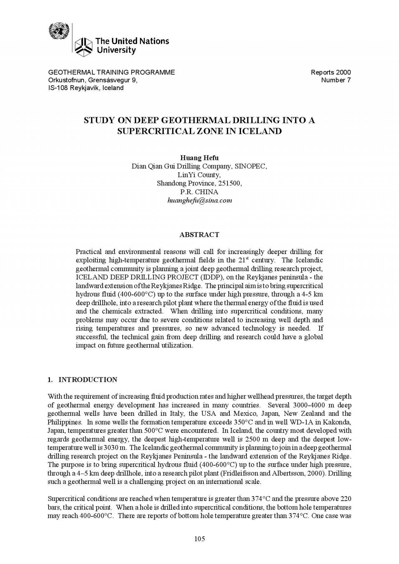 PDF-GEOTHERMAL TRAINING PROGRAMMEReports 2000Orkustofnun Grenssvegur 9Numb