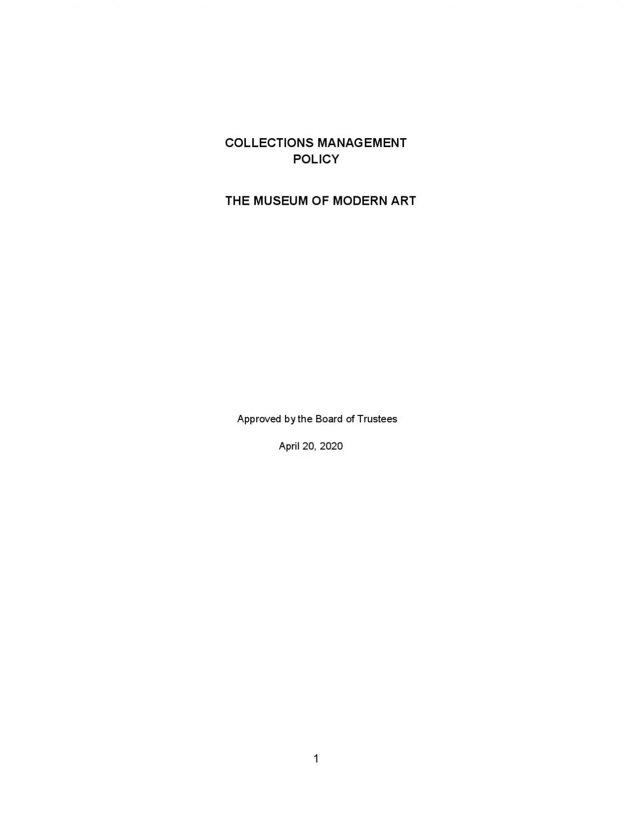 PDF-x0000x00001 xMCIxD 0 xMCIxD 0 COLLECTIONS MANAGEMENT POLICY THE MUS