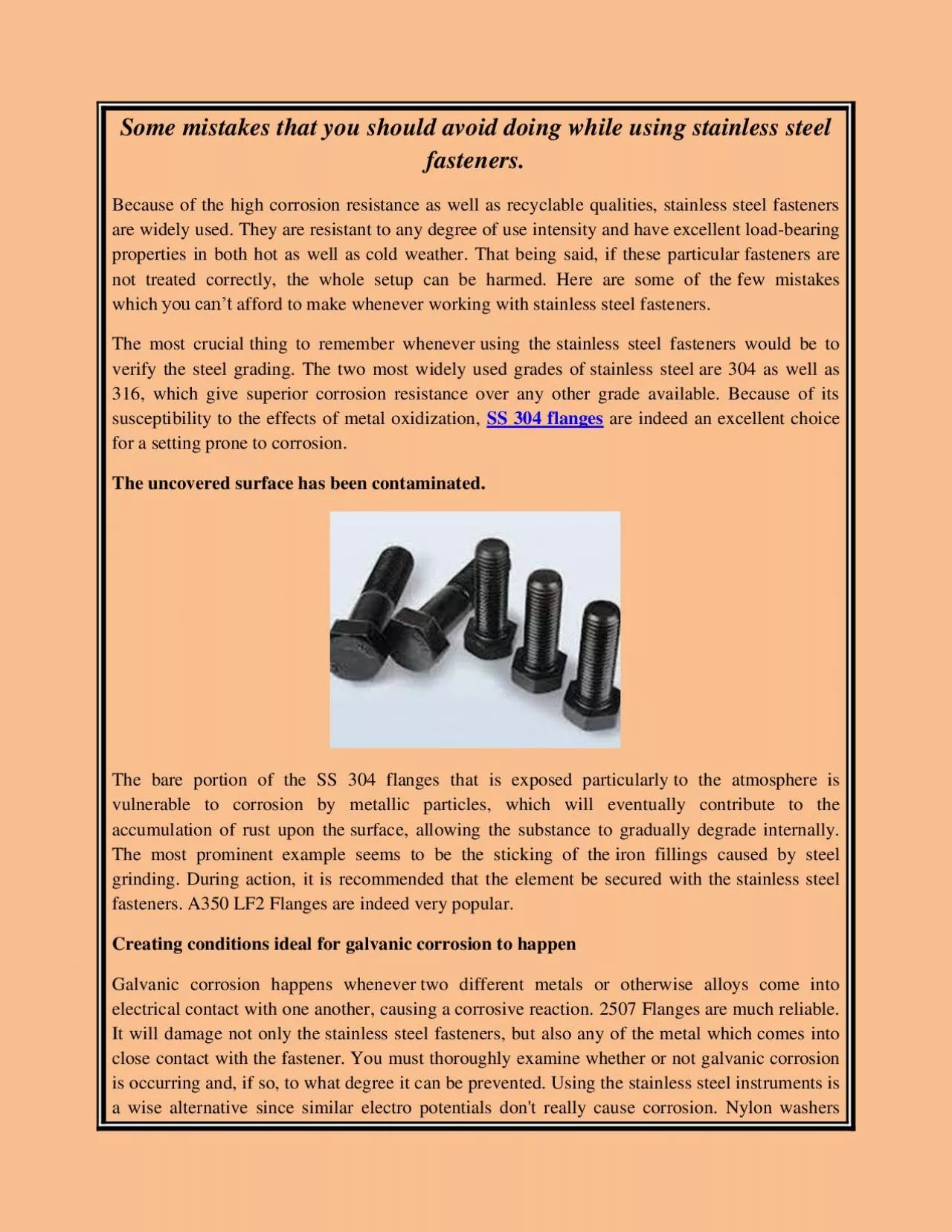 PDF-Some mistakes that you should avoid doing while using stainless steel fasteners.