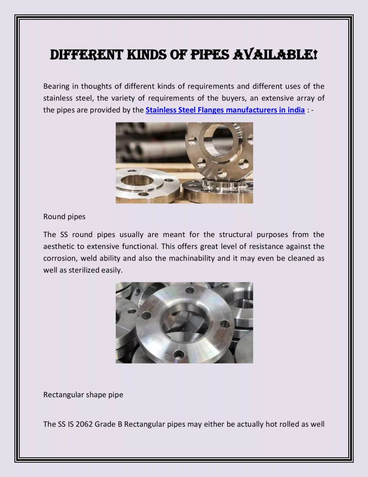 PDF-Different kinds of pipes available!