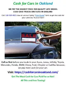 Cash for Cars in Oakland