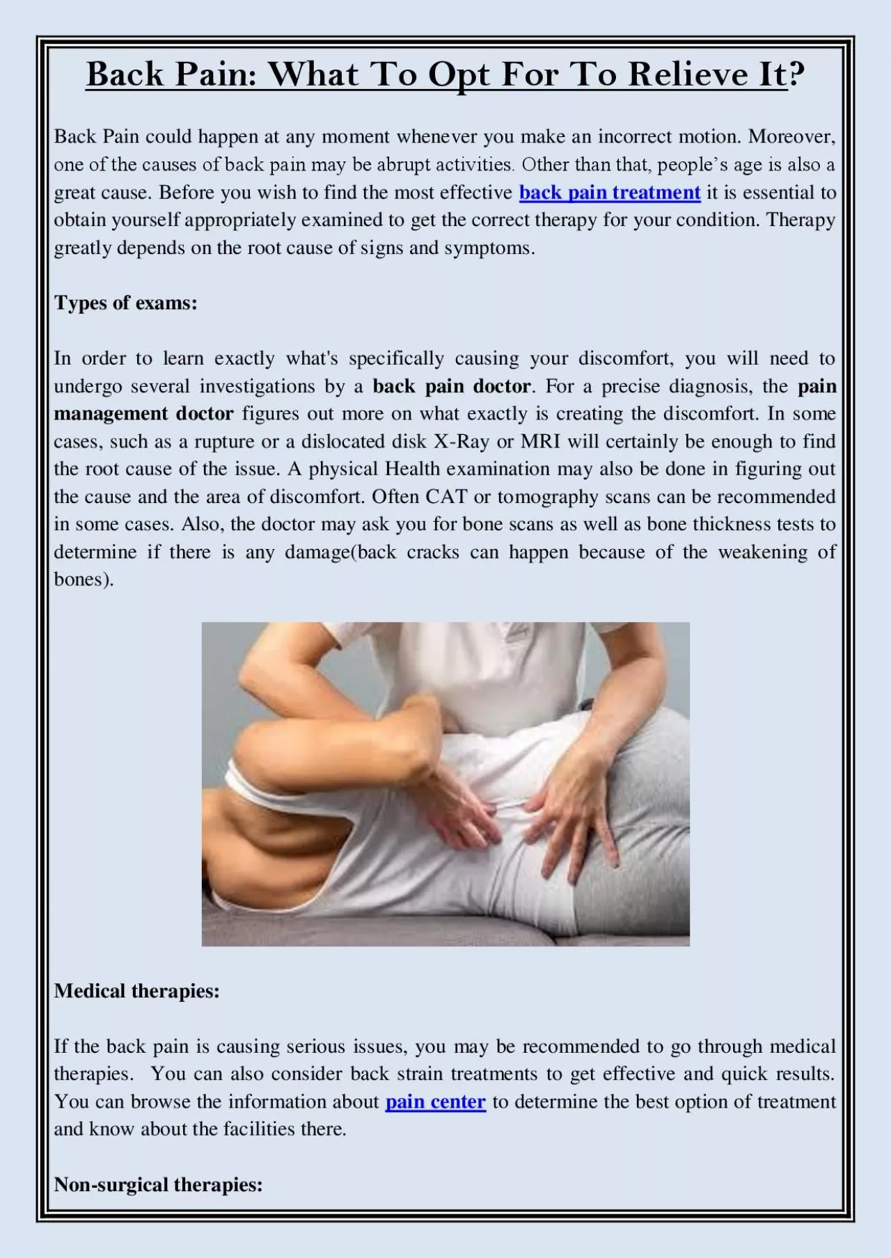 PDF-Back Pain: What To Opt For To Relieve It?