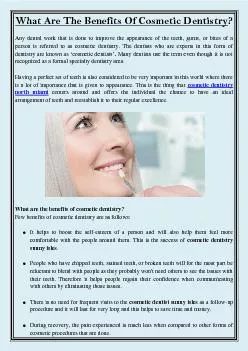 What Are The Benefits Of Cosmetic Dentistry?