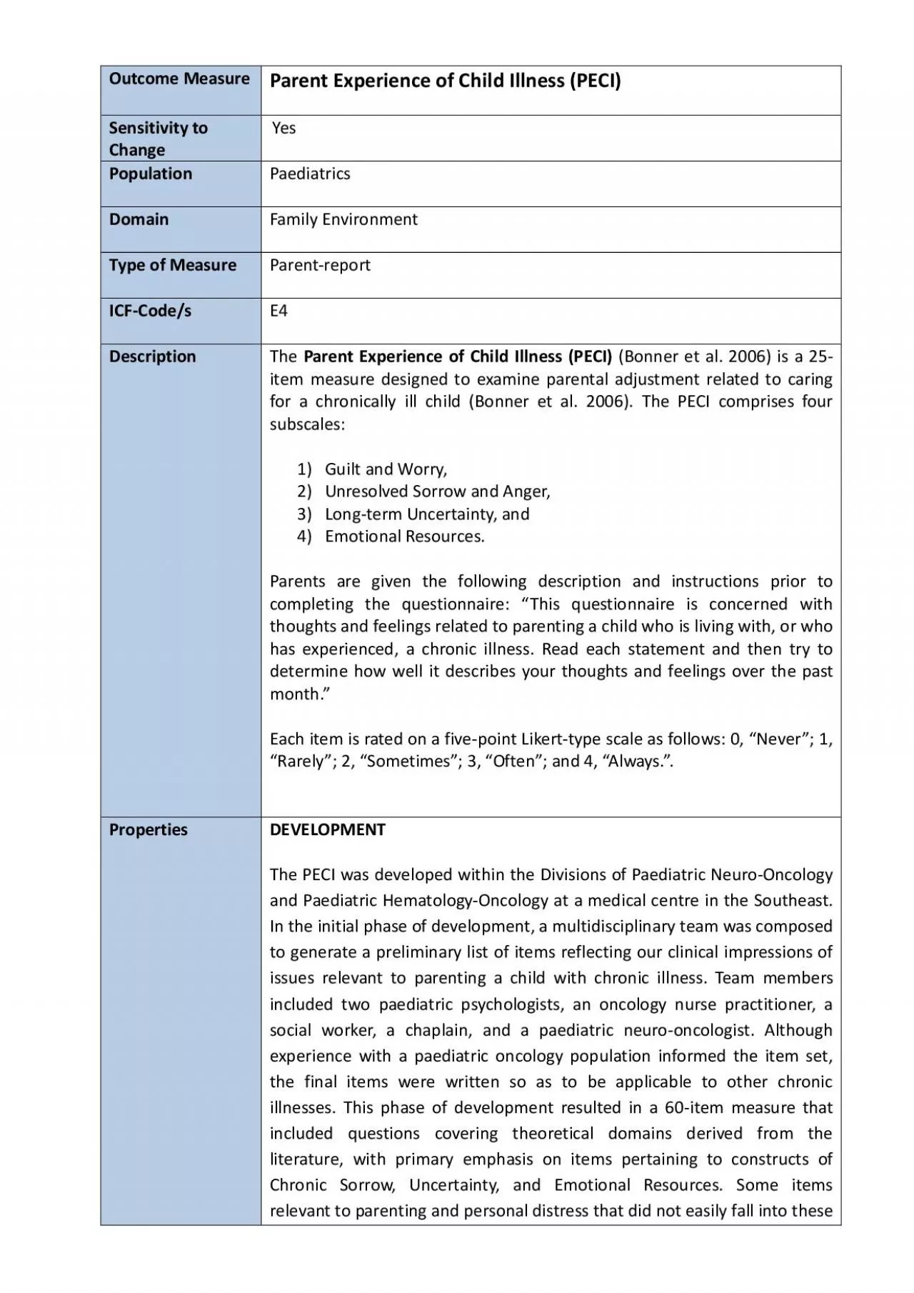 PDF-Outcome Measure