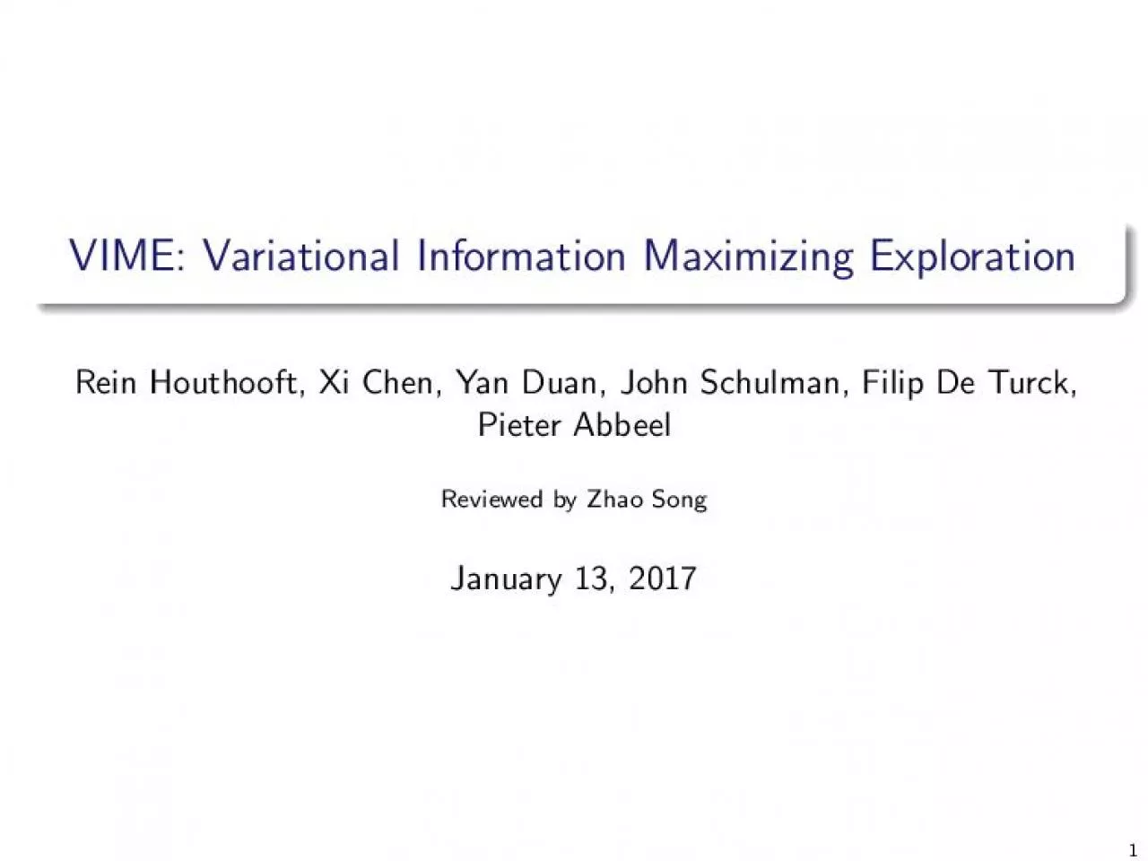 PDF-VIMEVariationalInformationMaximizingExplorationReinHouthooftXiChenYanD