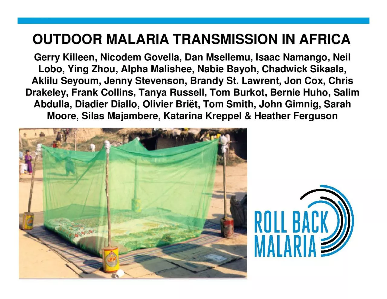 PDF-OUTDOOR MALARIA TRANSMISSION IN AFRICAGerry Killeen Nicodem Govella Da