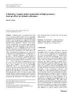 Laboratoryorganicmattermaturationathighpressuresheatupeffectonvitrini