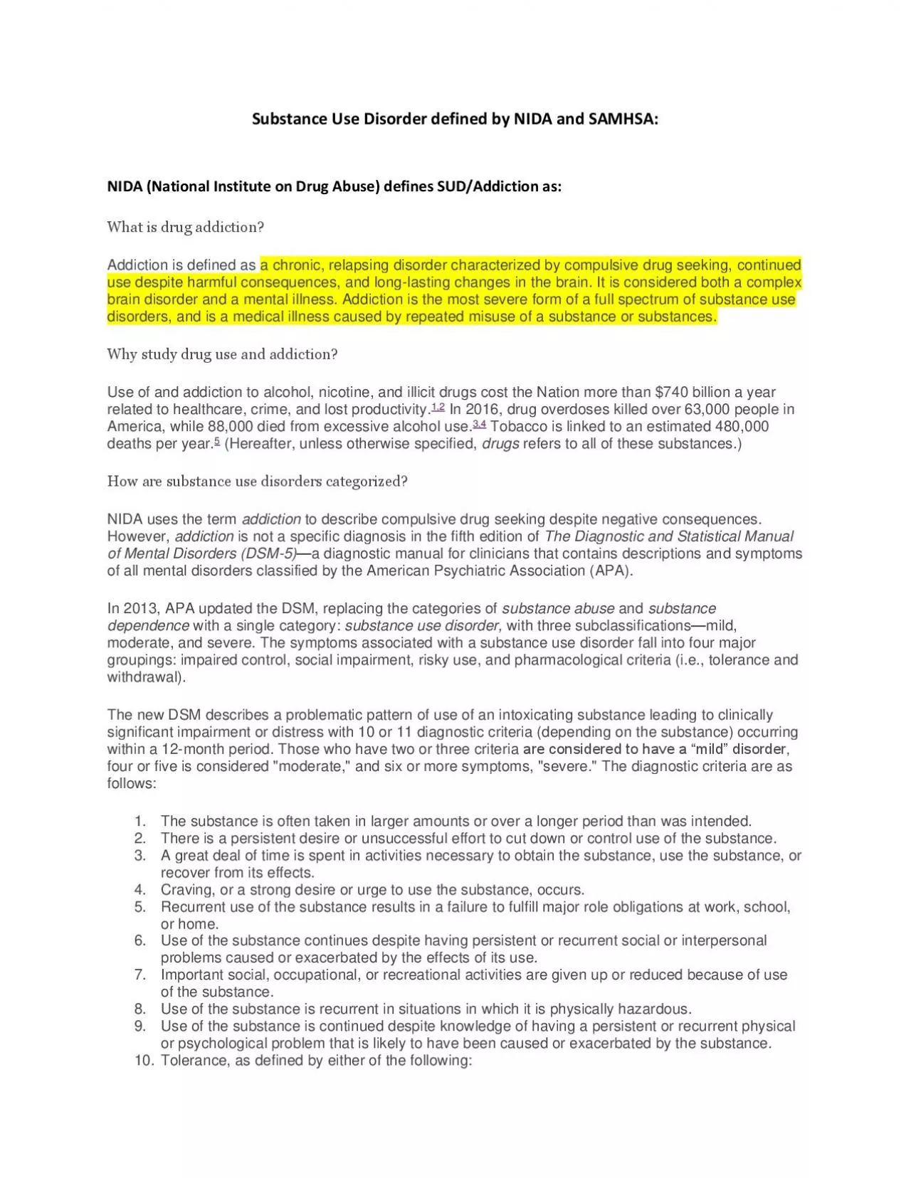 PDF-Substance Use Disorder defined by NIDA and SAMHSA