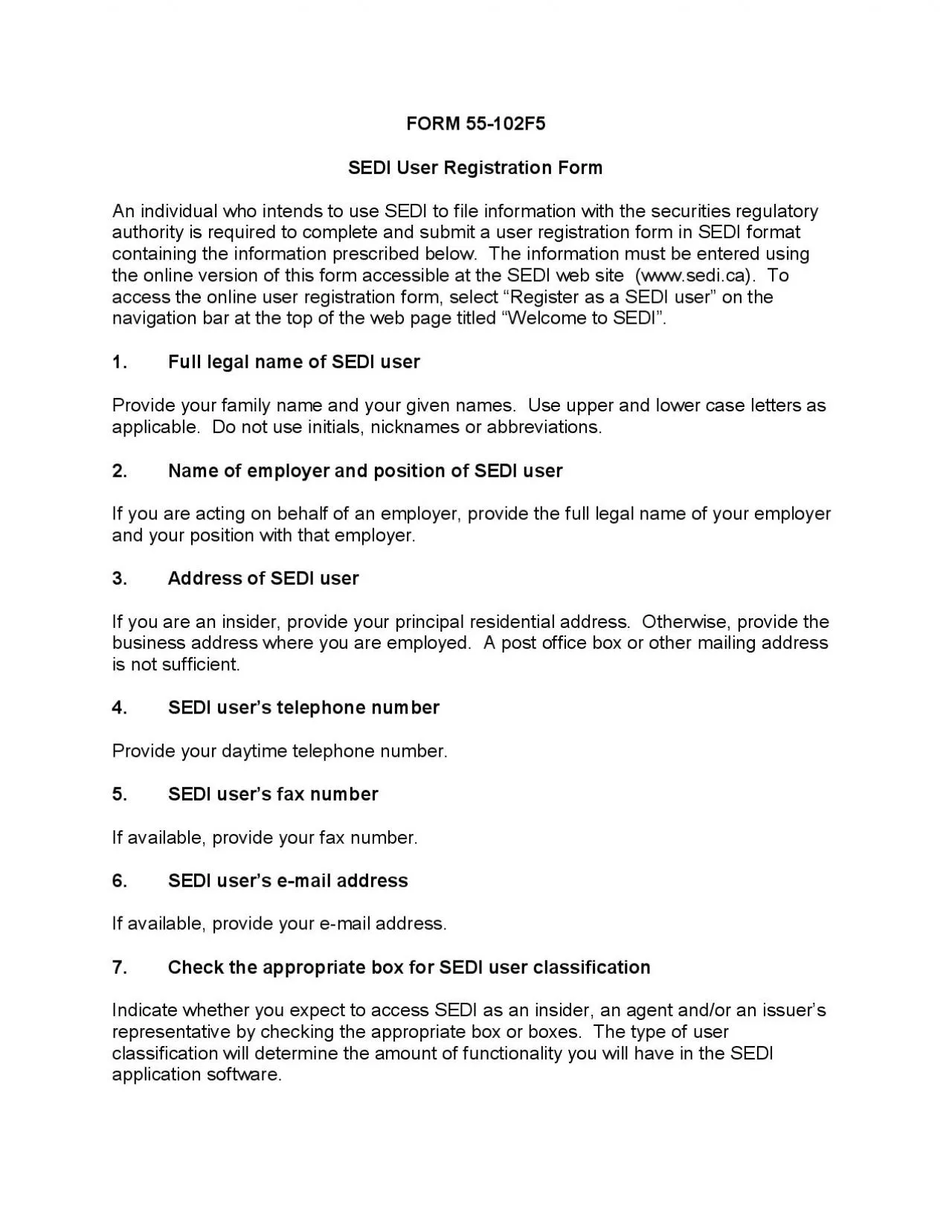 PDF-FORM 55102F5An individual who intends to use SEDI to file information