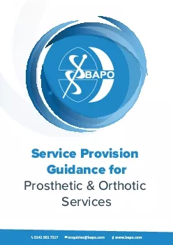 Service Provision Guidance forProsthetic  Orthotic Services