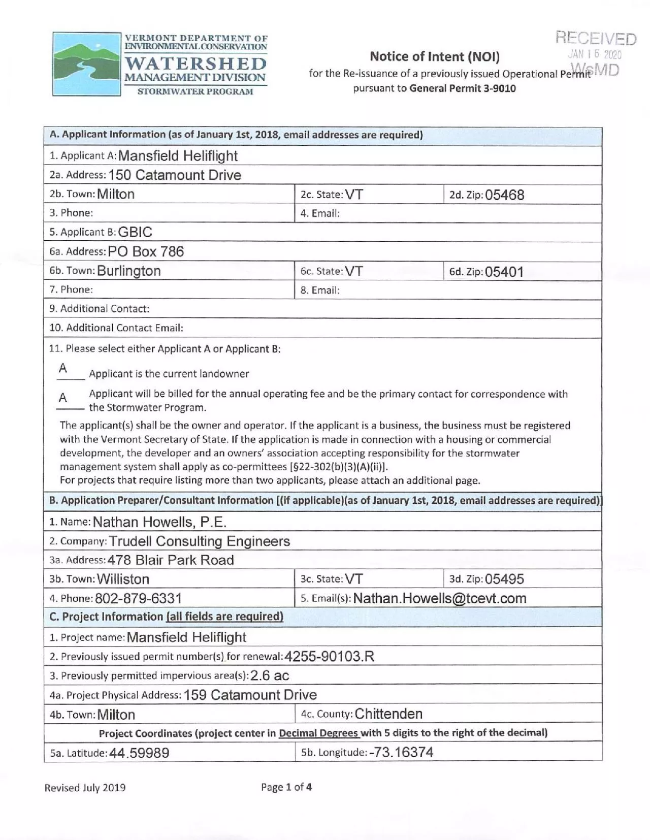 PDF-VERMONT ENVIRONMENrAlCONSERVATIONWATERSHEDMANAGEMENT STORMWAI RECEIVED