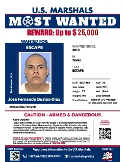 US MARSHALS REWARD Up to S WANTED FOR WANTED SINCE 2010 IN Texas FOR E