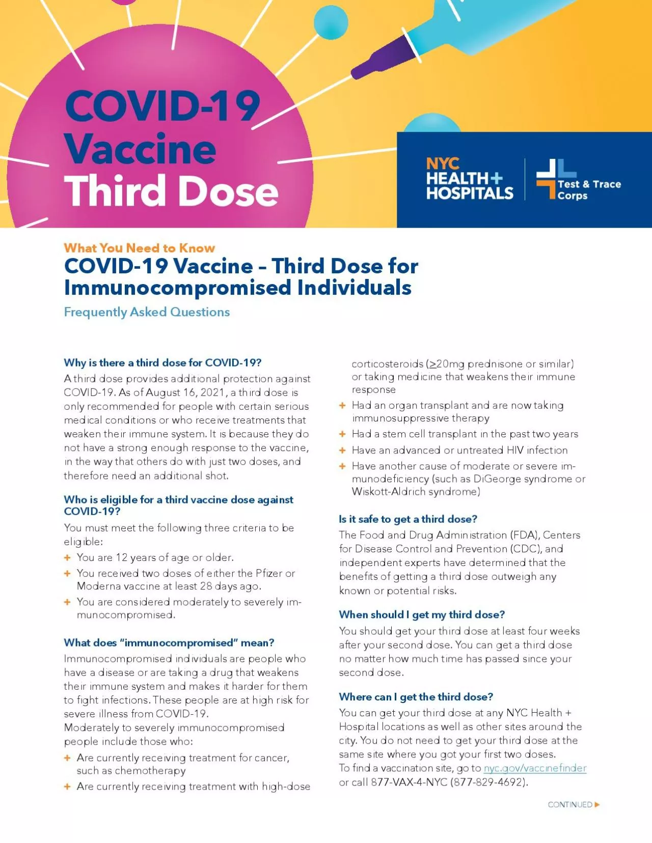 PDF-What You Need to KnowCOVID19 Vaccine 150 Third Dose for Immunocomprom