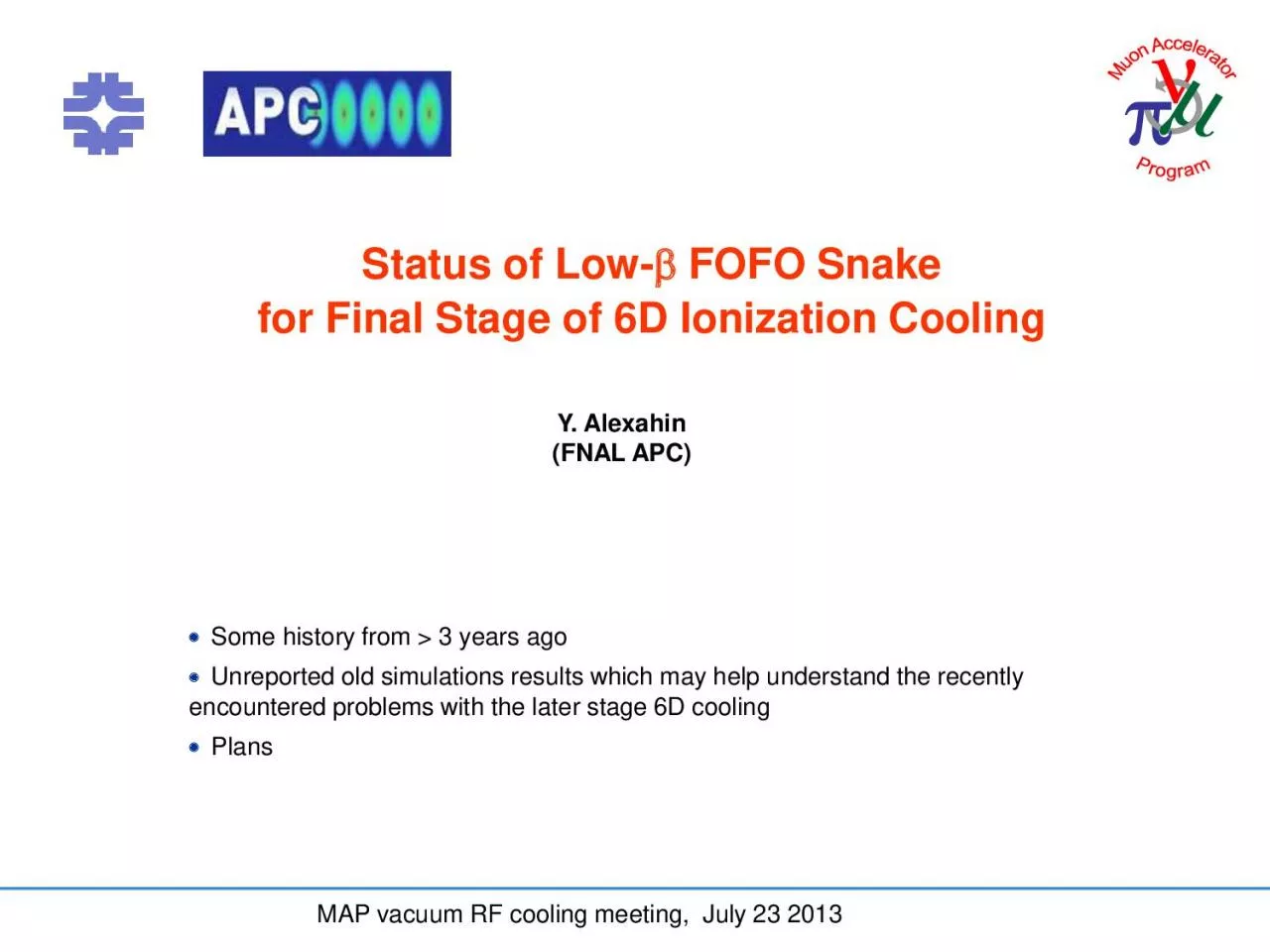 PDF-MAP vacuum RF cooling meeting July 23 2013