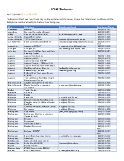 ECEAP Site Locator Last Updated March 25 2021To find an ECEAP location