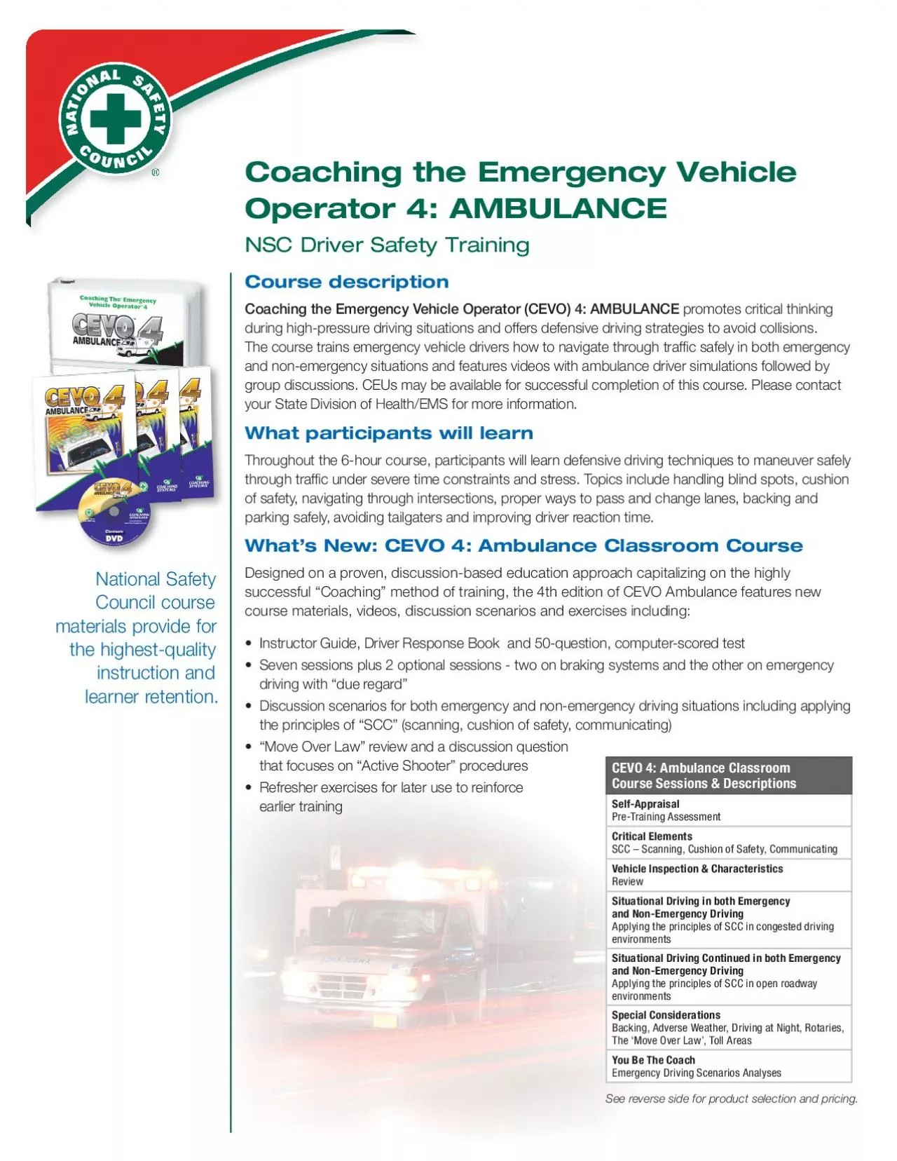 PDF-Coaching the Emergency Vehicle Operator CEVO 4 AMBULANCE promotes crit