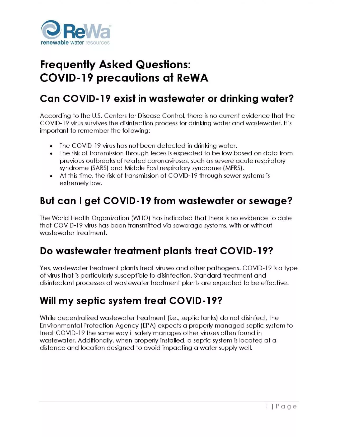 PDF-Can COVID19 exist in wastewater or drinking water