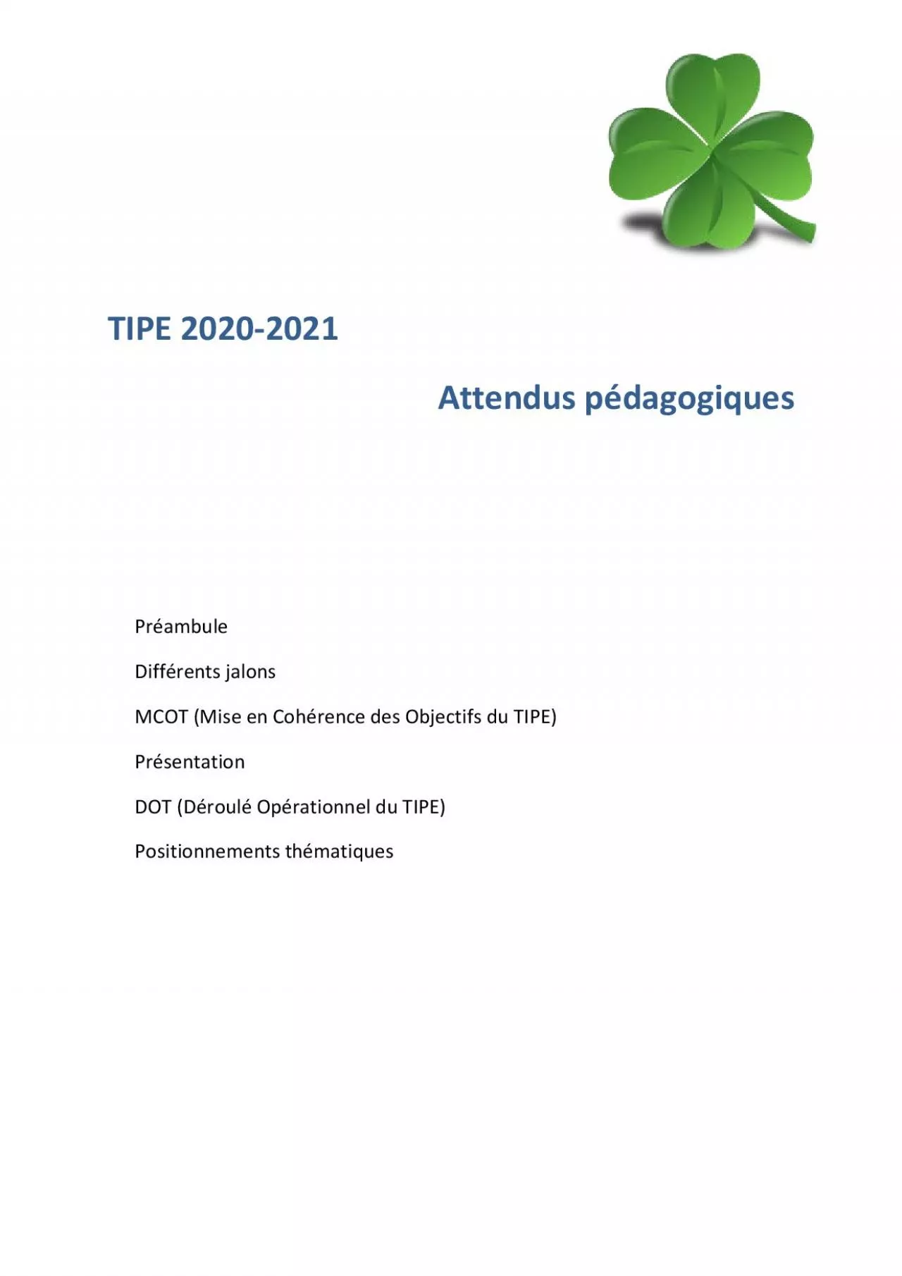 PDF-TIPE 20202Attendus pdagogiques PrambuleDiffrents jalonsMCOT Mise en Co