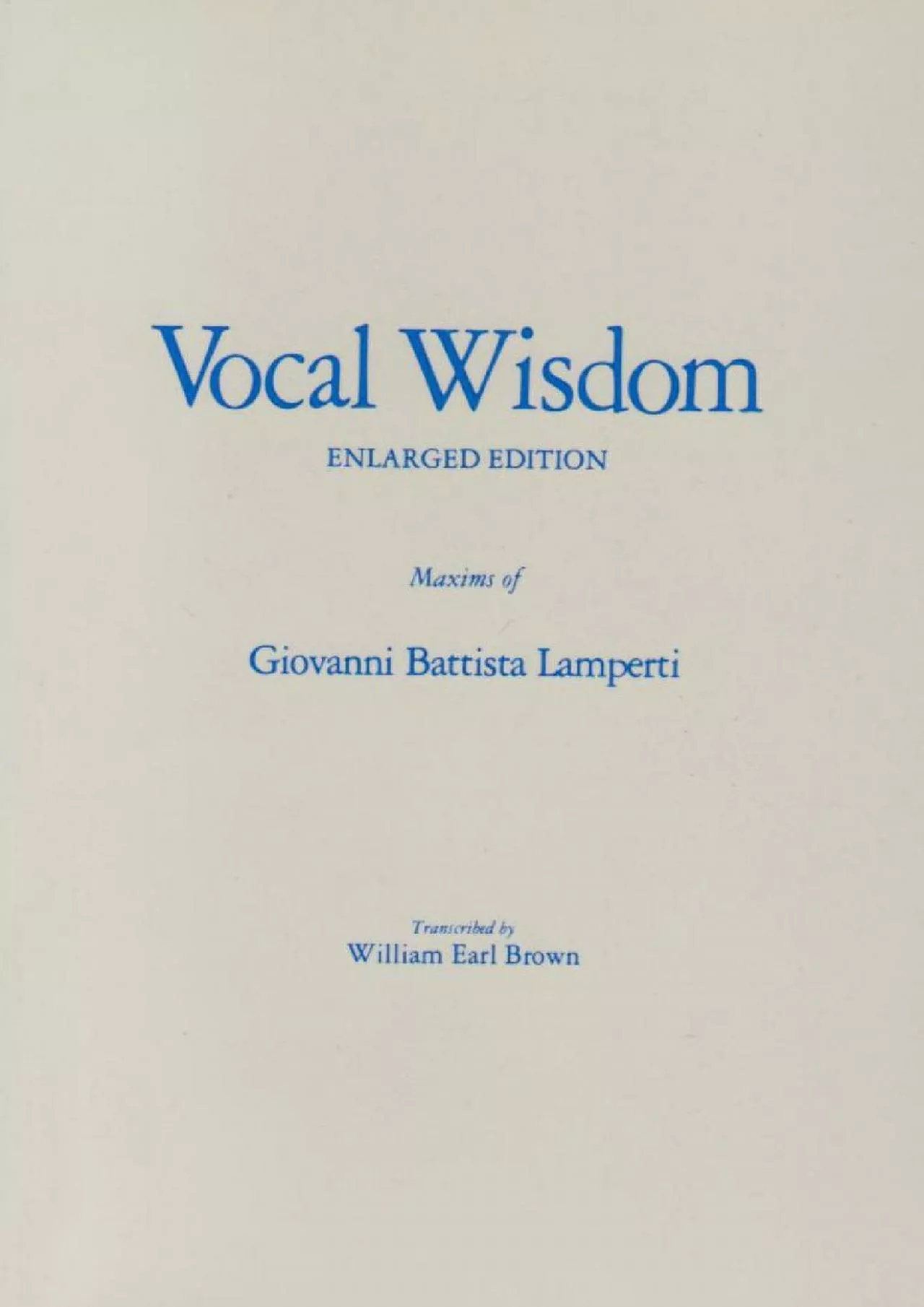 PDF-DOWNLOAD Vocal Wisdom Maxims of Giovanni Battista