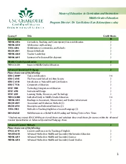 Middle Grades Education lano LanKolanounccedu Course  Title Credit Hou