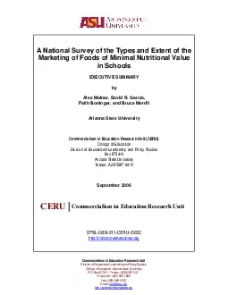 A National Survey of the Types and Extent of the Marketing of Foods of