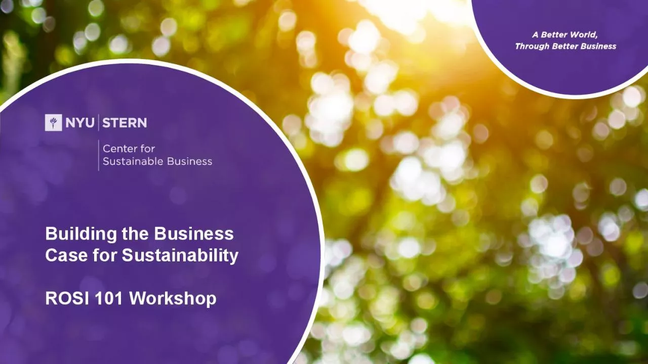 PDF-Building the Business Case for SustainabilityROSI 101 Workshop