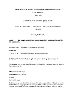 John P Tita Sr et al Plaintiffs against Lampeas Family Limited Partner