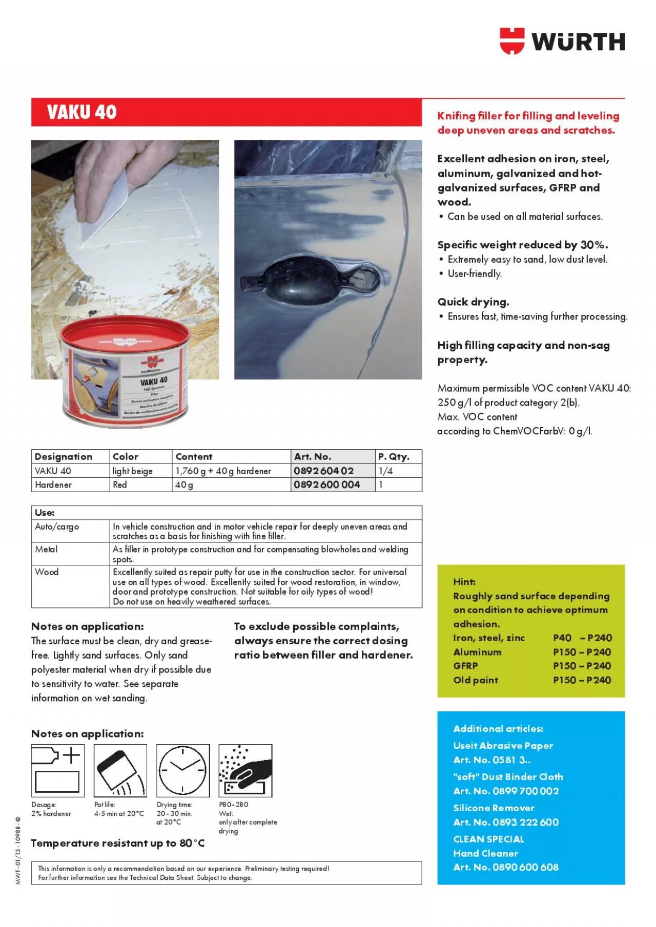 PDF-VAKU 40 ng ller for lling and leveling deep uneven areas and scratch