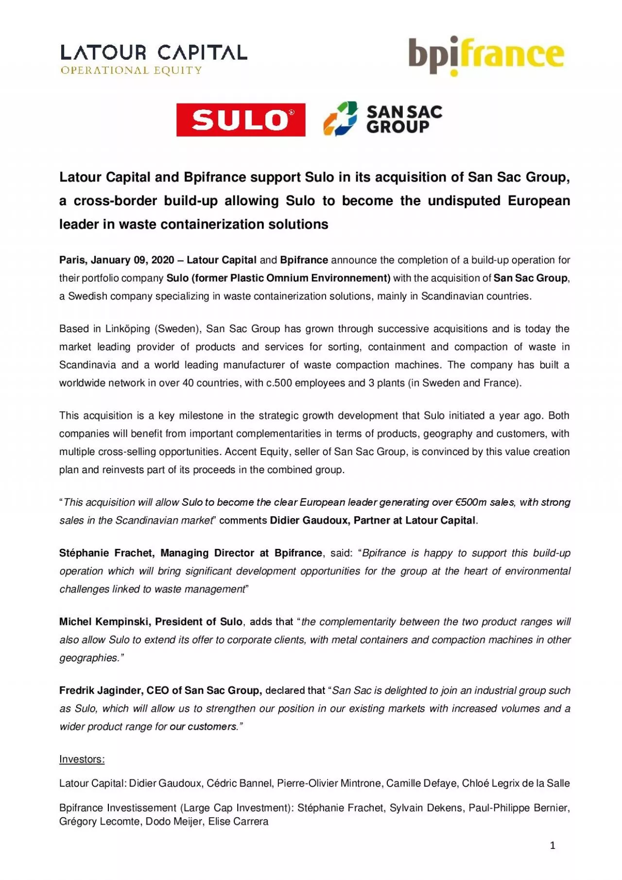 PDF-Latour Capital and Bpifrance support Sulo in its acquisition of San Sa