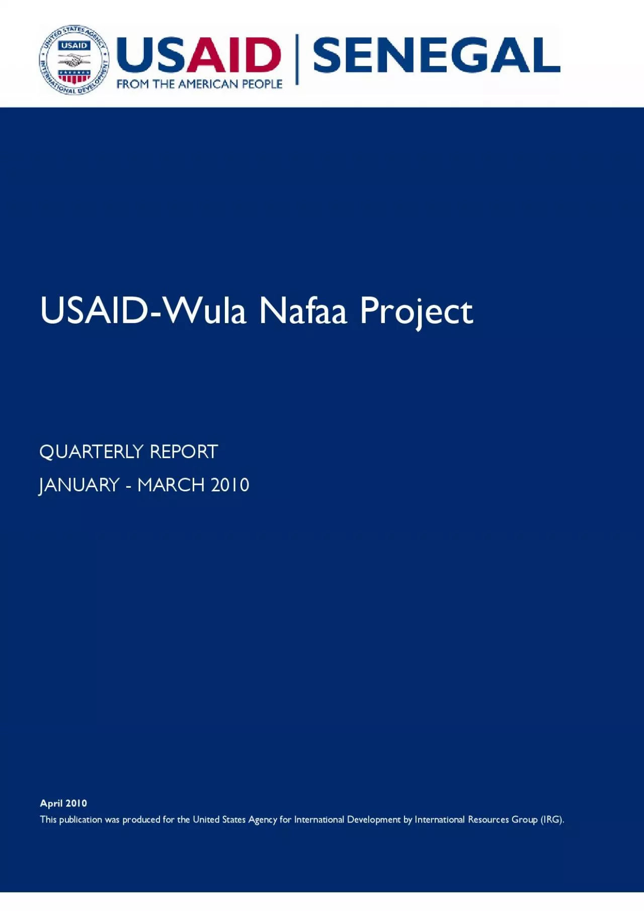 PDF-April 2010This publication was produced for the United States Agency f