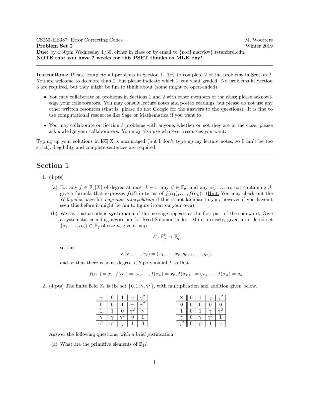 PDF-CS250EE387ErrorCorrectingCodesMWoottersProblemSet2Winter2019Dueby430p