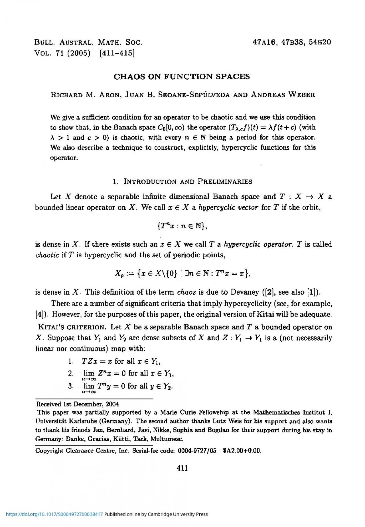 PDF-BULL AUSTRAL MATH SOC 47A16 47B38 54H2VOL 7 2005 411415CHAO O FUNCTIO