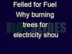Felled for Fuel Why burning trees for electricity shou