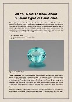 All You Need To Know About Different Types of Gemstones