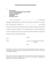 Nomination letter format for Ramanujan Fellowship ZLVK