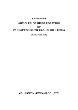TRANSLATION  ARTICLES OF INCORPORATION OF ZEN NIPPON KUYU KABUSHIKI KA