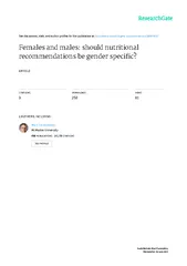 Females and males should nutritional recommendations