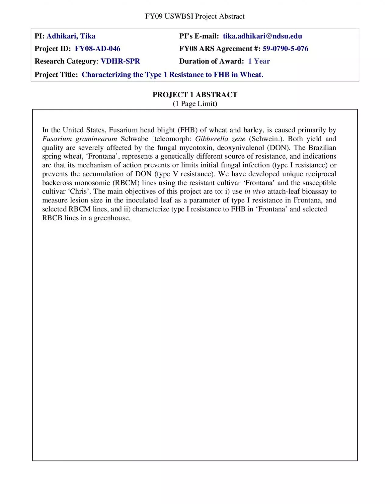 PDF-FY09 USWBSI Project Abstract