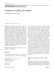 ORIGINAL ARTICLE Evolutionary Psychology and Feminism