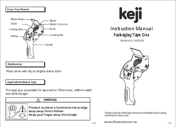 Model KEJTAPEDISPackaging Tape GunInstruction Manual