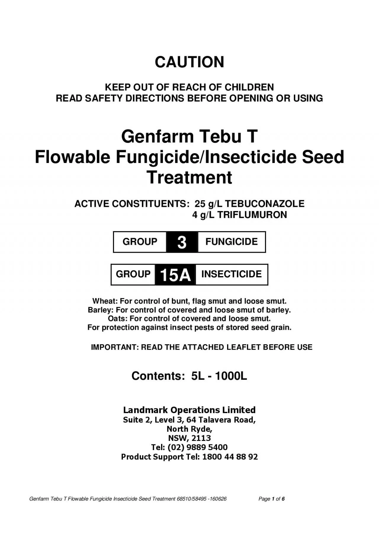 PDF-Genfarm Tebu T Flowable Fungicide Insecticide See