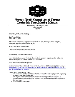 Mayor146s Youth Commission of TacomaLeadership TeamMeeting Minutes