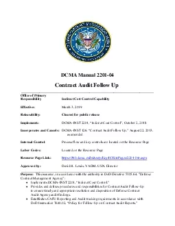DCMA Manual 220104 Contract Audit FollowUp