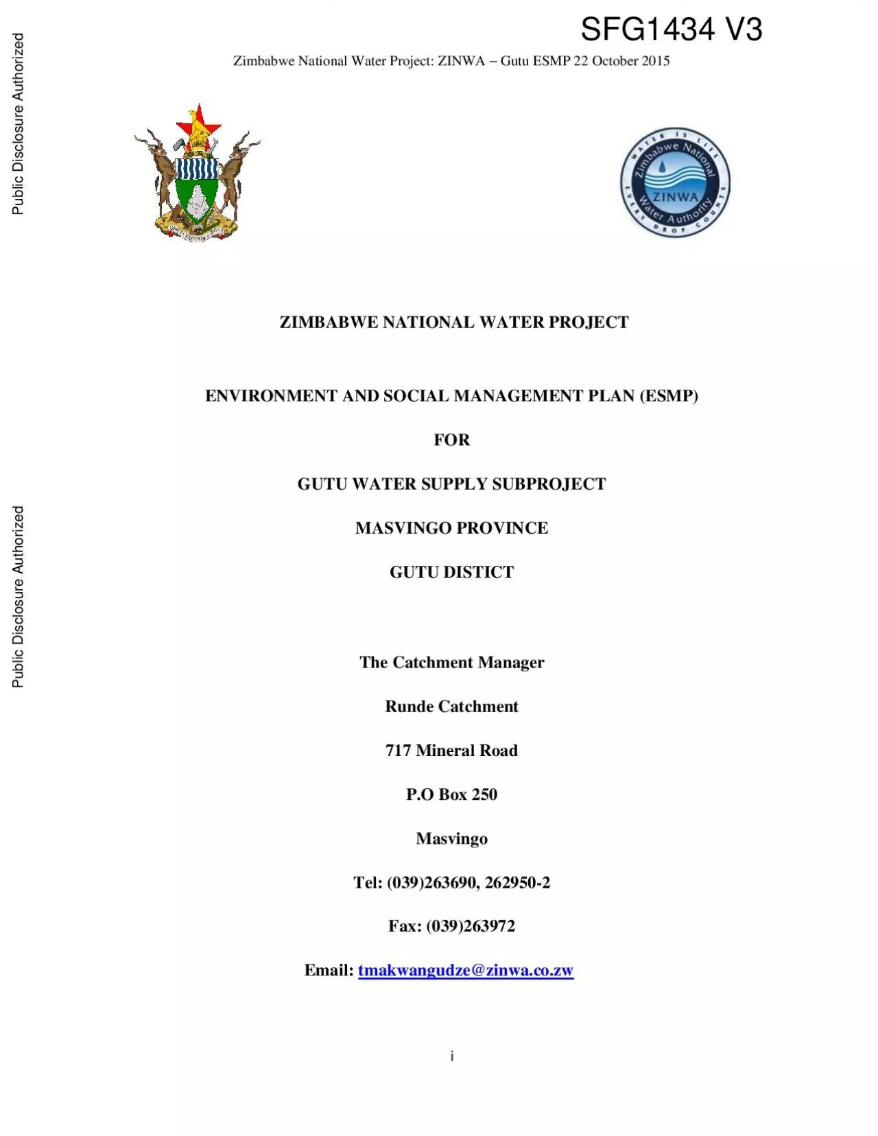 PDF-Zimbabwe National Water Project ZINWA